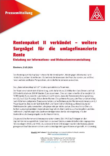 Rentenpaket II verkündet